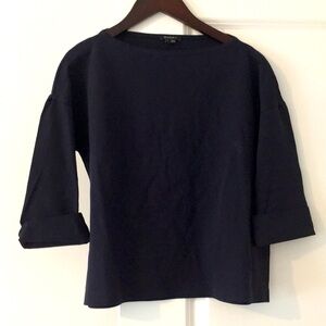 Lafayette 148 navy raglan sleeve top size P